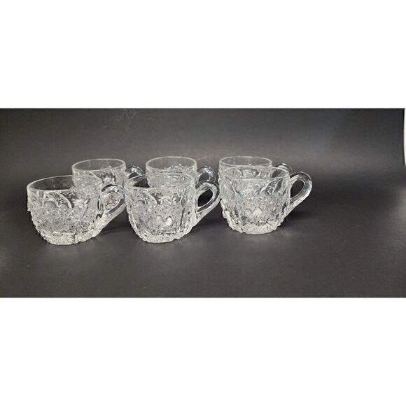 Vintage Fenton Punch cup coin dot Clear Glass Set Of 7 Rare No Chips Or … - Picture 3 of 6
